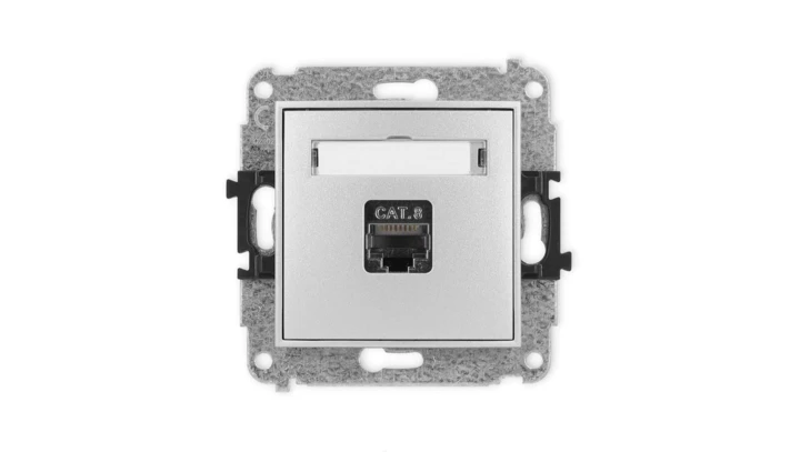ICON Mechanizm gniazda komputerowego pojedynczego 1xRJ45, kat. 8, ekranowane, 8-stykowy srebrny metalik 7IGK-11