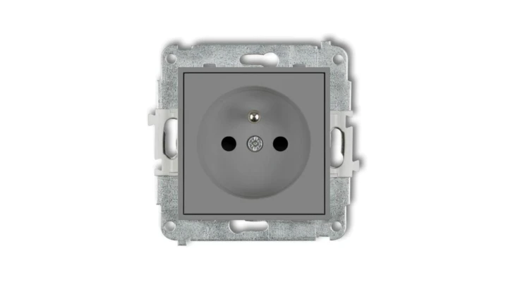 ICON Mechanizm gniazda pojedynczego z uziemieniem 2P+Z (przesłony torów prądowych) szary mat 27IGP-1zp