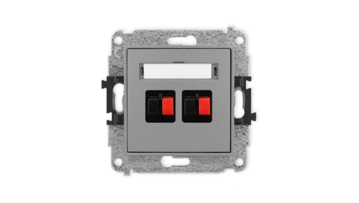 ICON Mechanizm gniazda głośnikowego podwójnego szary mat 27IGG-2