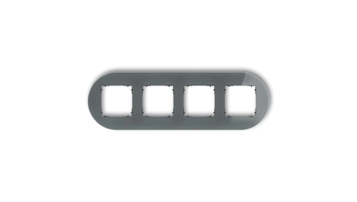 ICON Ramka uniwersalna poczwórna okrągła - efekt szkła (ramka: grafitowa spód: czarny) 28-12-IRSO-4