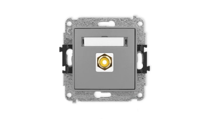ICON Mechanizm gniazda pojedynczego RCA (typu cinch - żółty, pozłacany) szary mat 27IGRCA-1