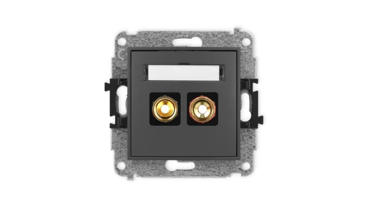 ICON Mechanizm gniazda głośnikowego poj. (typu banan - czerwony i czarny, pozłacany, 4 mm2, skręcany) grafitowy mat 28IGG-4