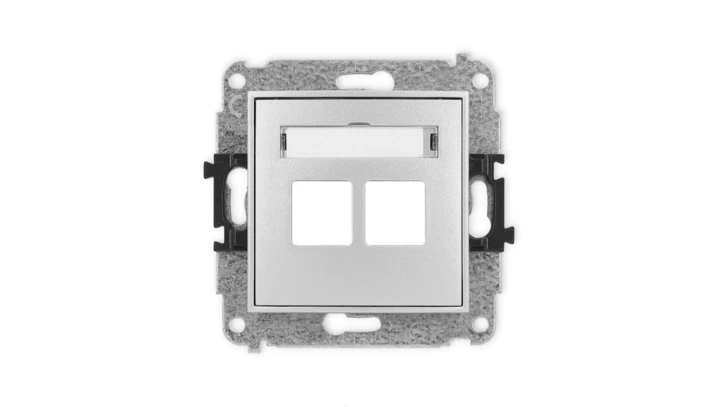 ICON Mechanizm gniazda multimedialnego podwójnego bez modułu (standard Keystone) srebrny metalik 7IGM-2P