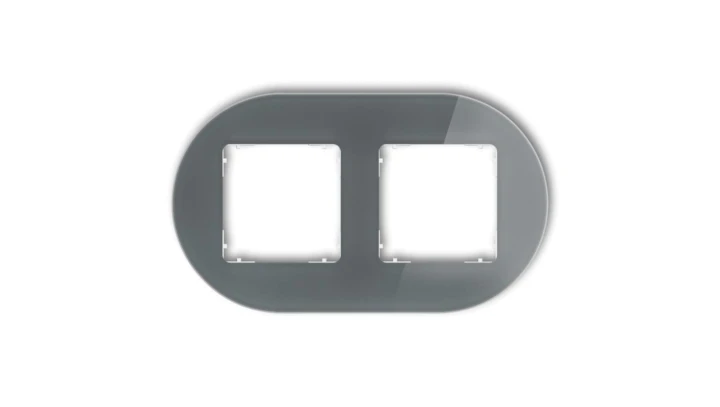ICON Ramka uniwersalna podwójna okrągła - efekt szkła (ramka: grafitowa spód: biały) 28-0-IRSO-2