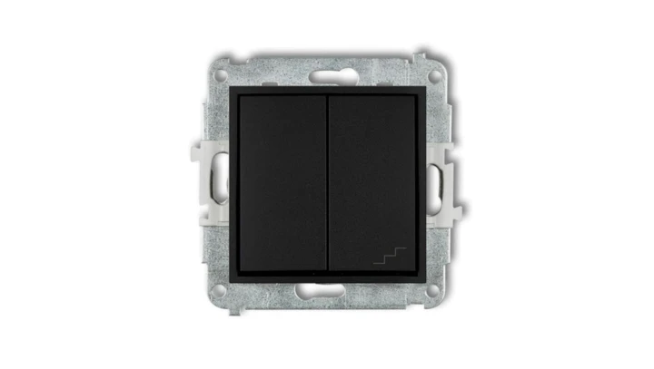 ICON Mechanizm łącznika jednobiegunowego ze schodowym (wspólne zasilanie) czarny mat 12IWP-10.1