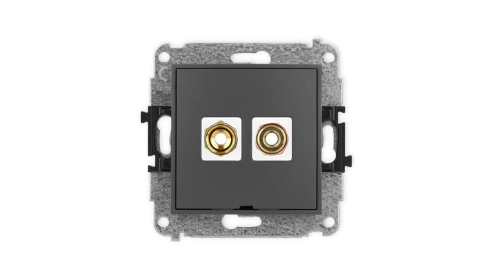 ICON Mechanizm gniazda głośnikowego poj. bez opisu (banan czerwony i czarny, pozłacany, 4 mm2 skręcany) grafitowy mat 28IGGBO-4