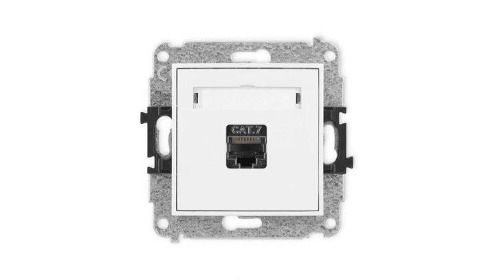 ICON Mechanizm gniazda komputerowego pojedynczego 1xRJ45, kat. 7, ekranowane, 8-stykowy biały mat 25IGK-9