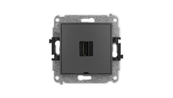 ICON Mechanizm gniazda pojedynczego HDMI 2.0, bez pola opisowego grafitowy mat 28IHDMIBO-3