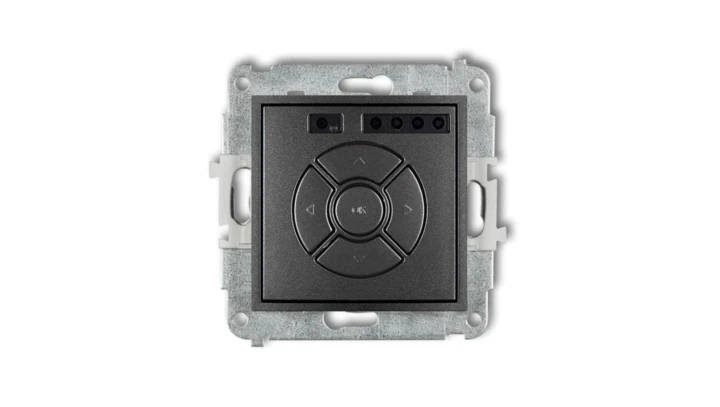 ICON Mechanizm elektronicznego sterownika roletowego (przycisk centralny/dodatkowy) grafitowy 11ISR-6