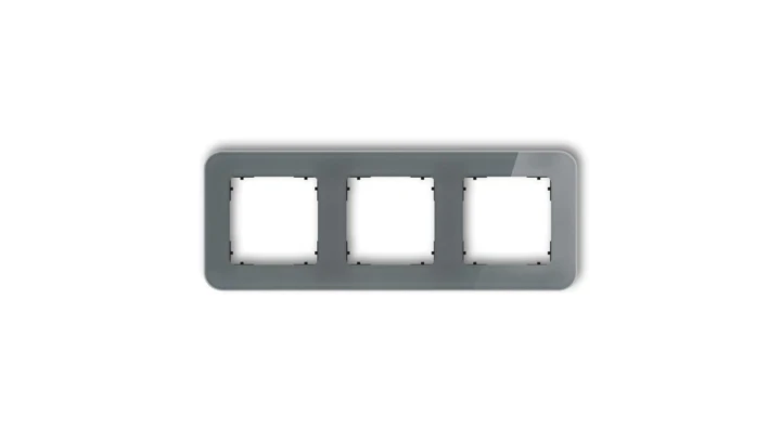 ICON Ramka uniwersalna potrójna zaokrąglona - efekt szkła (ramka: grafitowa spód: czarny) 28-12-IRSZ-3