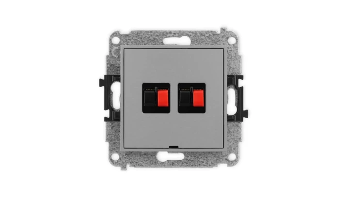 ICON Mechanizm gniazda głośnikowego podwójnego, bez pola opisowego szary mat 27IGGBO-2