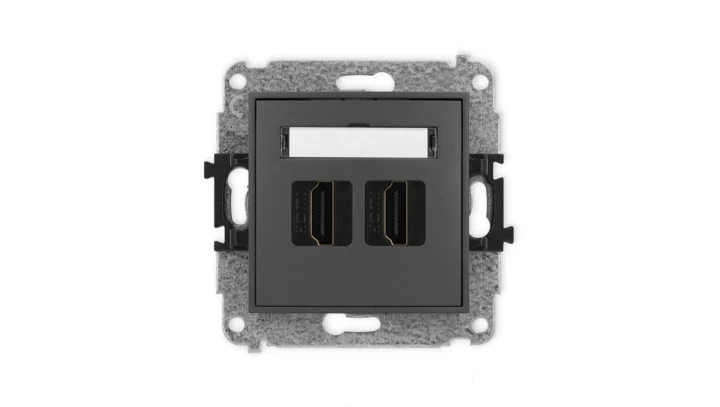 ICON Mechanizm gniazda podwójnego HDMI 2.0 grafitowy mat 28IHDMI-4