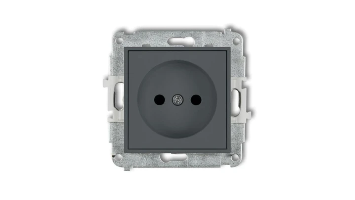 ICON Mechanizm gniazda pojedynczego bez uziemienia 2P (przesłony torów prądowych) grafitowy mat 28IGP-1p
