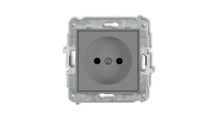 ICON Mechanizm gniazda pojedynczego bez uziemienia 2P (przesłony torów prądowych) szary mat 27IGP-1p