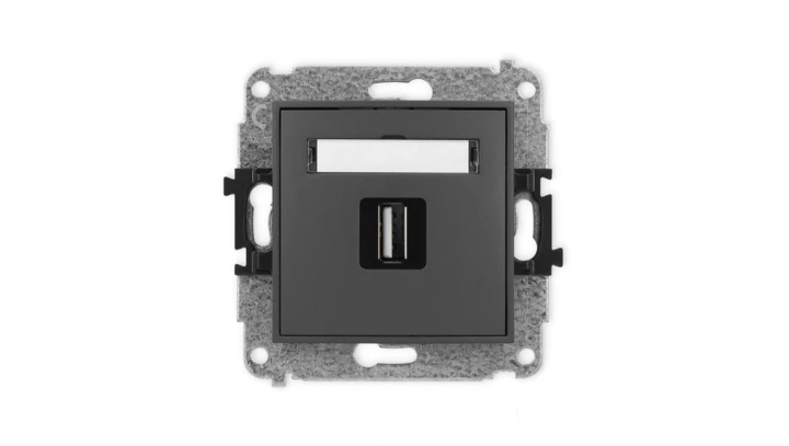 ICON Mechanizm gniazda pojedynczego USB A-A 2.0 grafitowy mat 28IGUSB-1