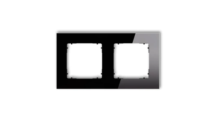 ICON Ramka uniwersalna podwójna kwadratowa - efekt szkła (ramka: czarna spód: czarny) 12-12-IRSK-2