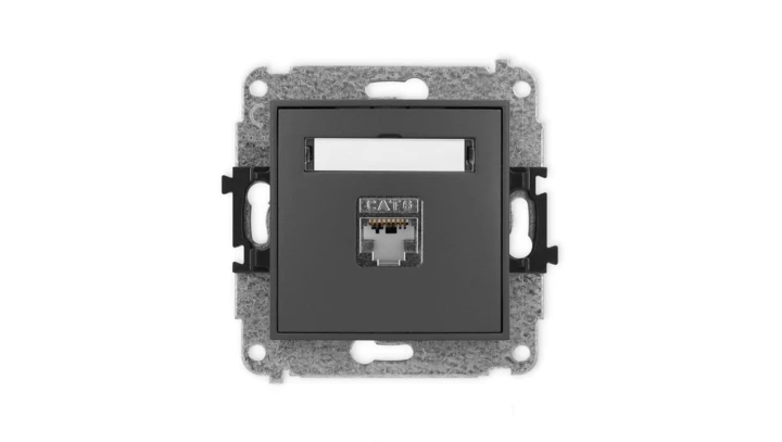 ICON Mechanizm gniazda komputerowego pojedynczego 1xRJ45, kat. 5e, ekranowane, 8-stykowy grafitowy mat 28IGK-1e
