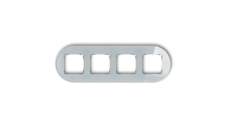 ICON Ramka uniwersalna poczwórna okrągła - efekt szkła (ramka: szara spód: grafitowy mat) 15-28-IRSO-4