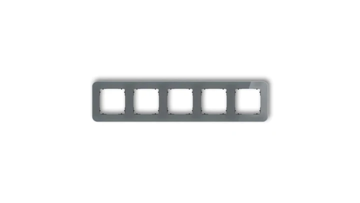 ICON Ramka uniwersalna pięciokrotna zaokrąglona - efekt szkła (ramka: grafitowa spód: czarny) 28-12-IRSZ-5