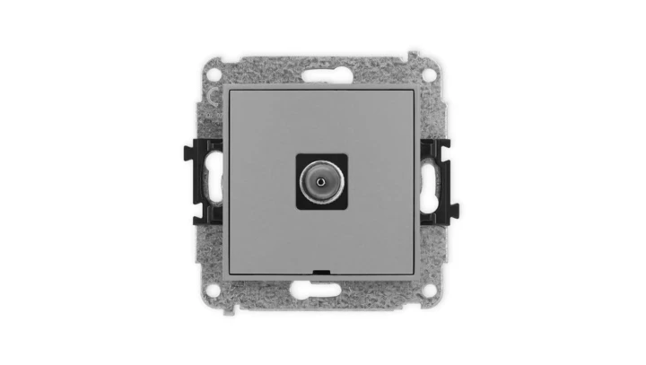 ICON Mechanizm gniazda antenowego pojedynczego TV, bez pola opisowego szary mat 27IGTVBO-1