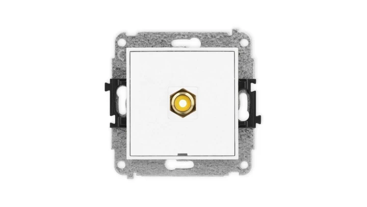 ICON Mechanizm gniazda pojedynczego RCA, bez pola opisowego (typu cinch - żółty, pozłacany) biały IGRCABO-1