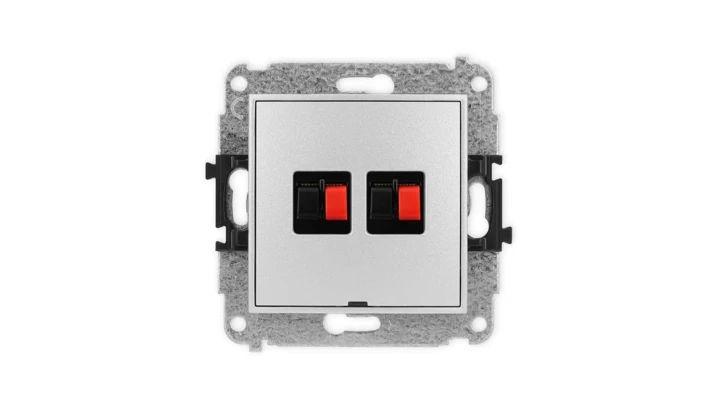 ICON Mechanizm gniazda głośnikowego podwójnego, bez pola opisowego srebrny metalik 7IGGBO-2