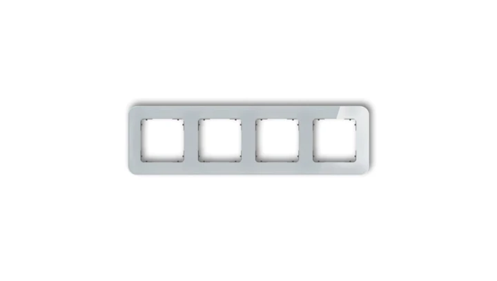 ICON Ramka uniwersalna poczwórna zaokrąglona - efekt szkła (ramka: szara spód: grafitowy mat) 15-28-IRSZ-4