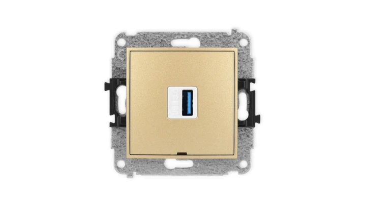 ICON Mechamizm gniazda pojedynczego USB A-A 3.0, bez pola opisowego złoty 29IGUSBBO-5