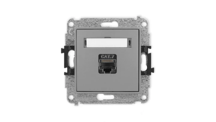 ICON Mechanizm gniazda komputerowego pojedynczego 1xRJ45, kat. 7, ekranowane, 8-stykowy szary mat 27IGK-9