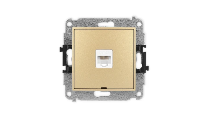 ICON Mechanizm gniazda komputerowego pojedynczego 1xRJ45, kat. 5e, 8-stykowy, bez pola opisowego złoty 29IGKBO-1