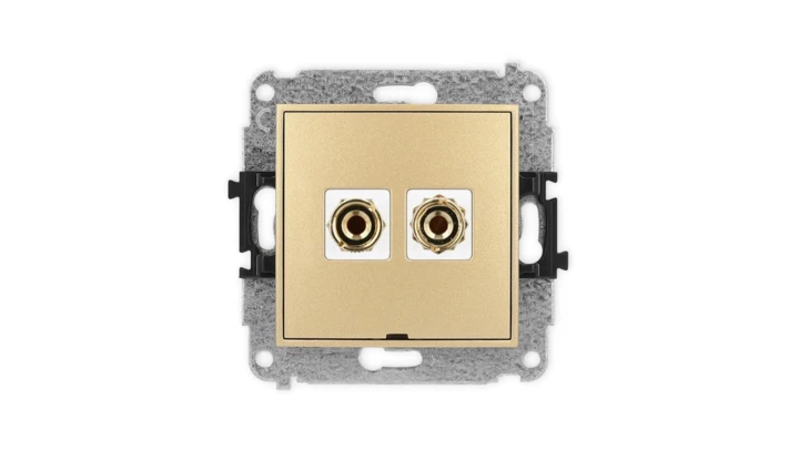 ICON Mechanizm gniazda głośnikowego poj., bez opisu (banan - czerwony i czarny, pozłacany, 4 mm2, do lutowania) złoty 29IGGBO-3