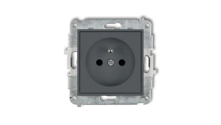 ICON Mechanizm gniazda pojedynczego z uziemieniem 2P+Z (przesłony torów prądowych) grafitowy mat 28IGP-1zp