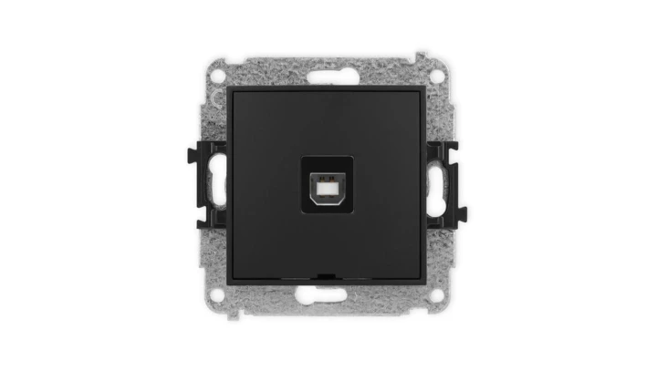 ICON Mechanizm gniazda pojedynczego USB A-B 2.0, bez pola opisowego czarny mat 12IGUSBBO-3