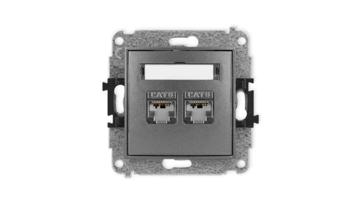 ICON Mechanizm gniazda komputerowego podwójnego 2xRJ45, kat. 6, ekranowane, 8-stykowy grafitowy 11IGK-6