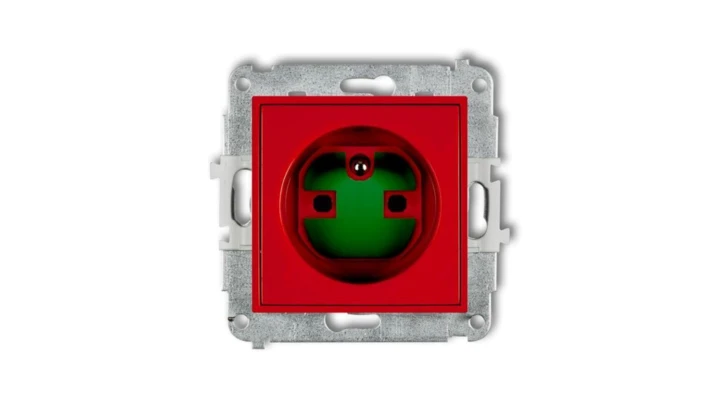 ICON Mechanizm gniazda pojedynczego z uziemieniem 2P+Z DATA z kluczem czerwony IGZK