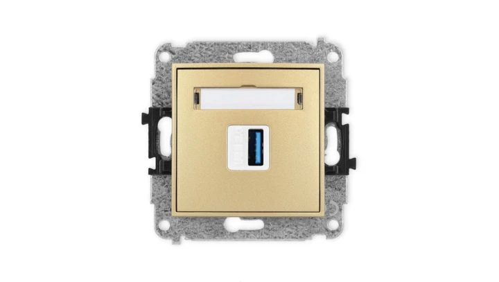 ICON Mechamizm gniazda pojedynczego USB A-A 3.0 złoty 29IGUSB-5