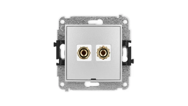 ICON Mechanizm gniazda głośnik. poj. bez opisu(banan czerwony i czarny, pozłacany, 4 mm2, do lutowania) srebrny metalik 7IGGBO-3