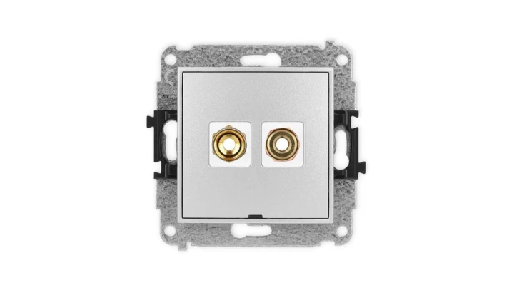 ICON Mechanizm gniazda głośnikowego poj. bez opisu(banan czerwony i czarny, pozłacany, 4 mm2, skręcany) srebrny metalik 7IGGBO-4
