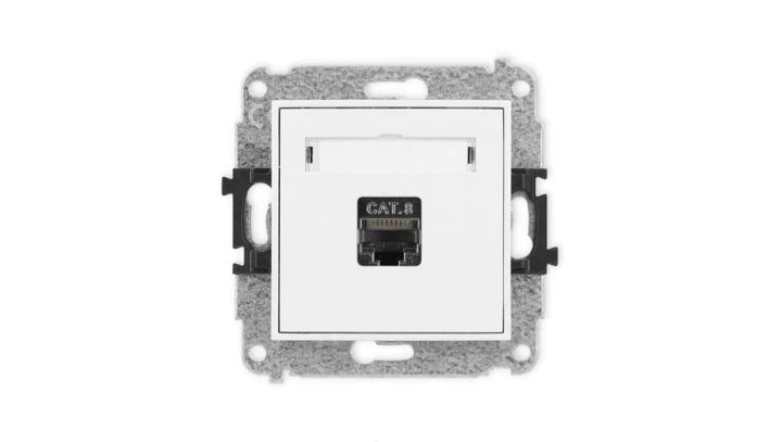 ICON Mechanizm gniazda komputerowego pojedynczego 1xRJ45, kat. 8, ekranowane, 8-stykowy biały mat 25IGK-11