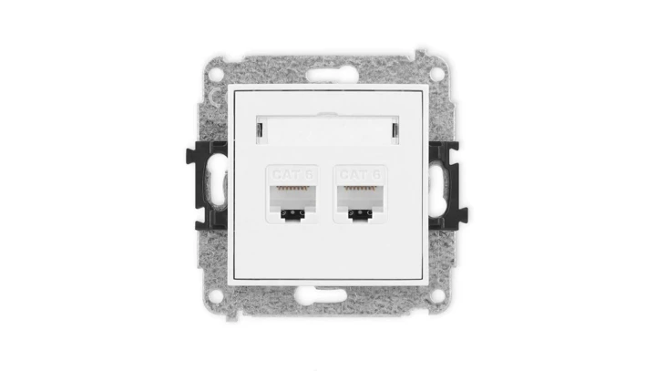 ICON Mechanizm gniazda komputerowego podwójnego 2xRJ45, kat. 6, 8-stykowy biały IGK-4