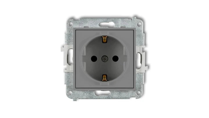 ICON Mechanizm gniazda pojedynczego z uziemieniem SCHUKO 2P+Z (przesłony torów prądowych) szary mat 27IGP-1sp