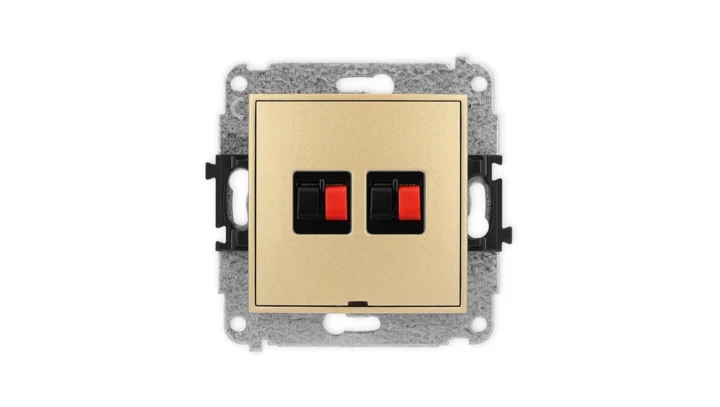 ICON Mechanizm gniazda głośnikowego podwójnego, bez pola opisowego złoty 29IGGBO-2
