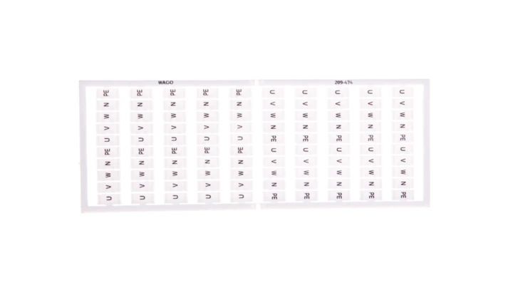 Ramka z oznacznikami 20x U V W N PE 209-474 /5szt./