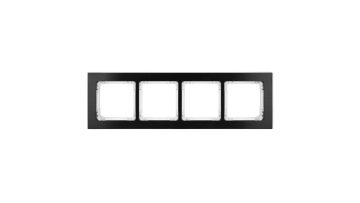 DECO Ramka uniwersalna poczwórna - aluminium szczotkowane (ramka: czarna spód: biały) 12-0-DRA-4