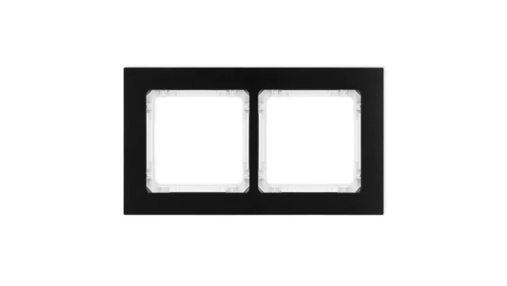 DECO Ramka uniwersalna podwójna - aluminium szczotkowane (ramka: czarna spód: biały) 12-0-DRA-2