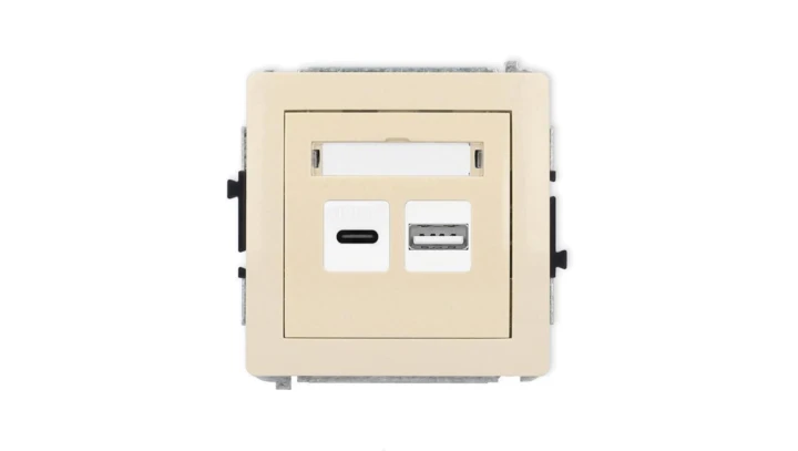 DECO Mechanizm ładowarki USB podwójnej USB C + USB A, 20W max., beżowy 1DCUSB-8