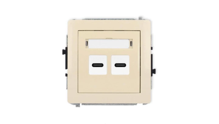 DECO Mechanizm ładowarki USB podwójnej 2xUSB C, 20W max., beżowy 1DCUSB-7