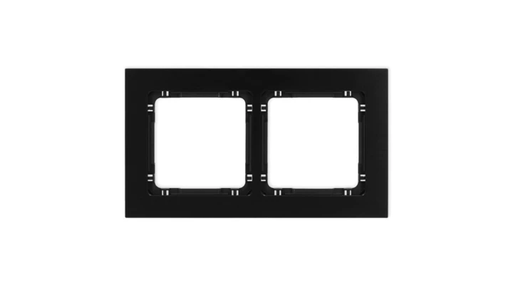 DECO Ramka uniwersalna podwójna - aluminium szczotkowane (ramka: czarna spód: czarny) 12-12-DRA-2