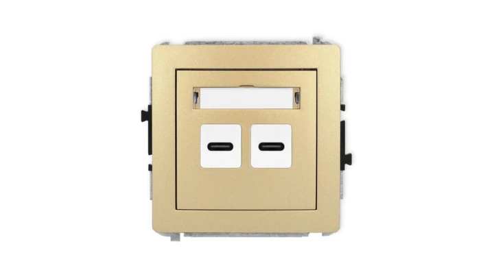 DECO Mechanizm ładowarki USB podwójnej 2xUSB C, 20W max., złoty 29DCUSB-7