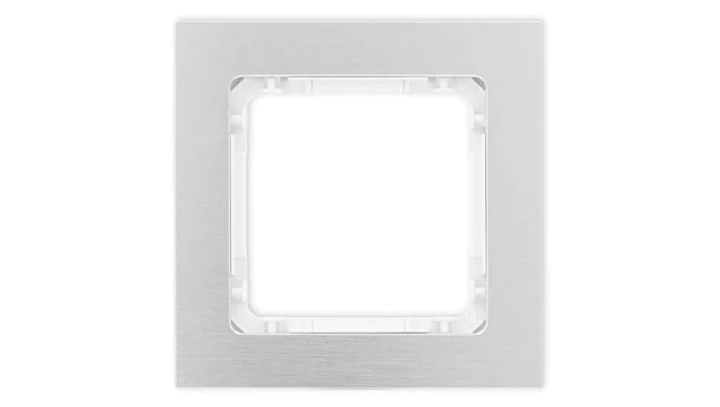 DECO Ramka uniwersalna pojedyncza - aluminium szczotkowane (ramka: srebrna spód: biały) 7-0-DRA-1